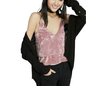 Express One Eleven Y2K Pink Velvet Whimsigoth Tiered Peplum Tank Top Small